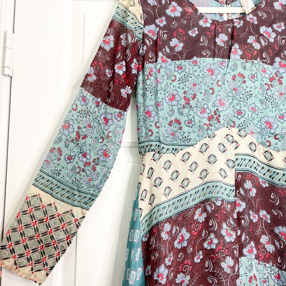 NWT RAGA Long Boho Maxi Dress In Patchwork Print - Picture 4 of 7